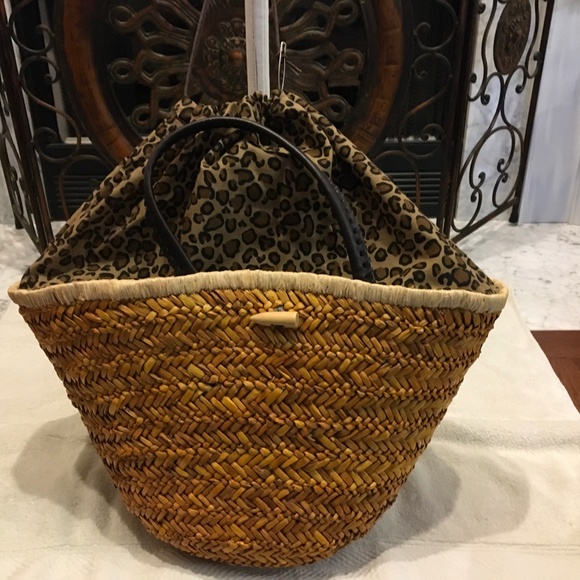 Carpisa Straw Leopard Lined Summer Bag - Picture 12 of 15